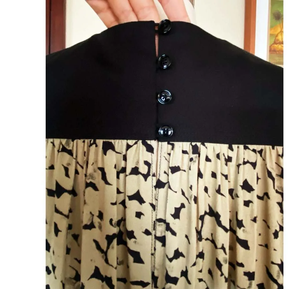 PROENZA SCHOULER Cape Dress Inky Leopard Print Short Sleeve Combo Black Tan 4 - Image 9