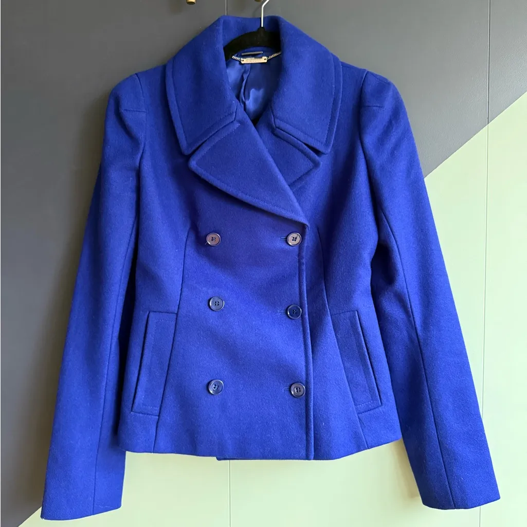 Alexander McQueen Cobalt Blue Wool/Cashmere Peacoat Sz IT 38 (US2) EUC - Image 1