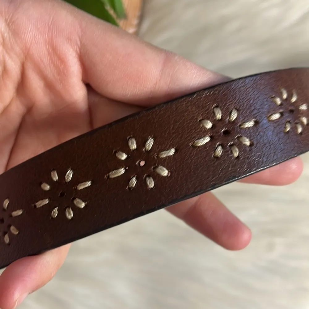 genuine leather embroidered stitched y2k belt Brown Size M - Image 3