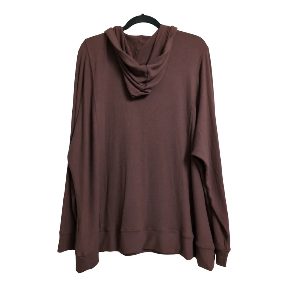 Michael Stars Emmy Hooded Cropped Sweatshirt Brown Madison Brushed Jersey 3X New - Image 2