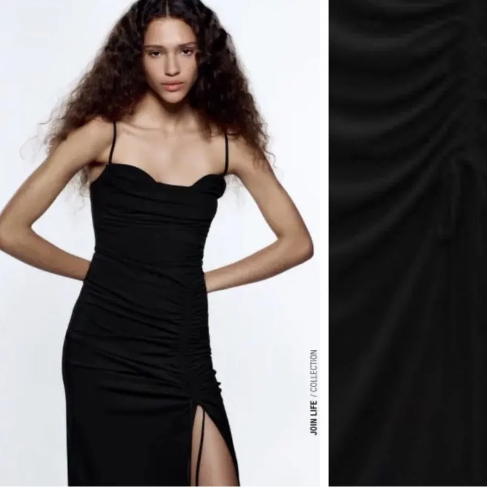 Zara Black Draped Fitted Midi Dress with V-neckline. Size S.
0/2444/636/800/02 - Image 2