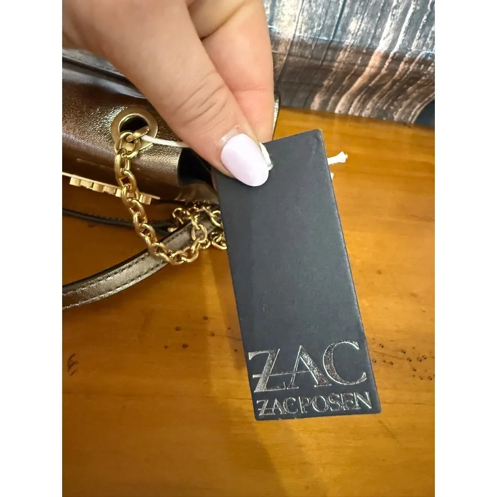 NWT Zac Posen Eartha Mini Chain Crossbody Bag Shale Gold Hardware - Image 3