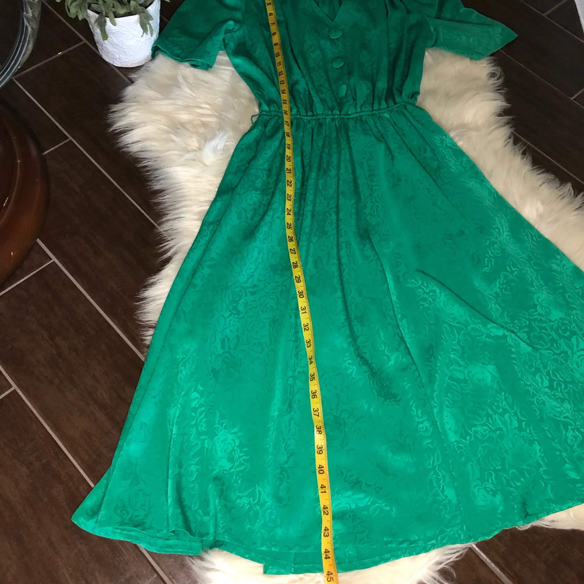 petites green vintage dress sz 10 - Image 7
