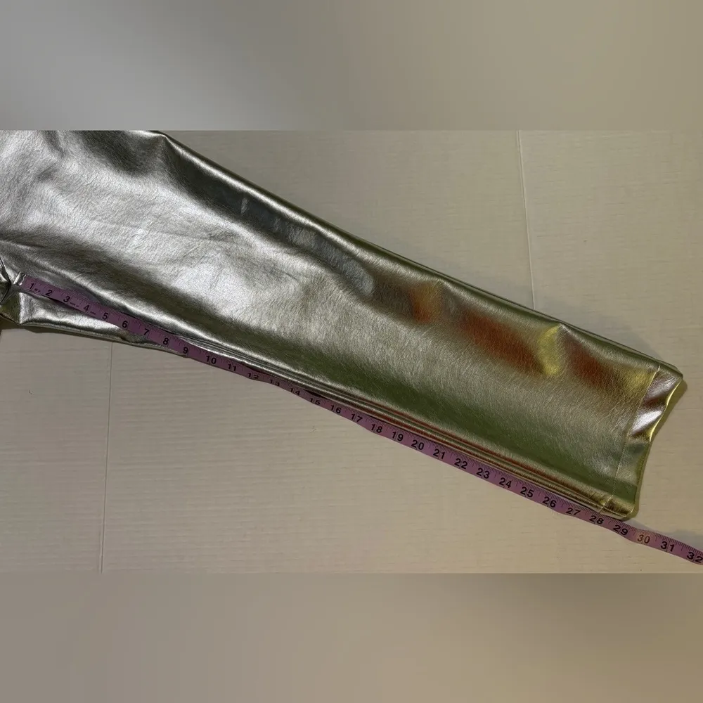 7 For All Mankind Faux Leather Silver Metallic Straight Leg Pant - Image 12