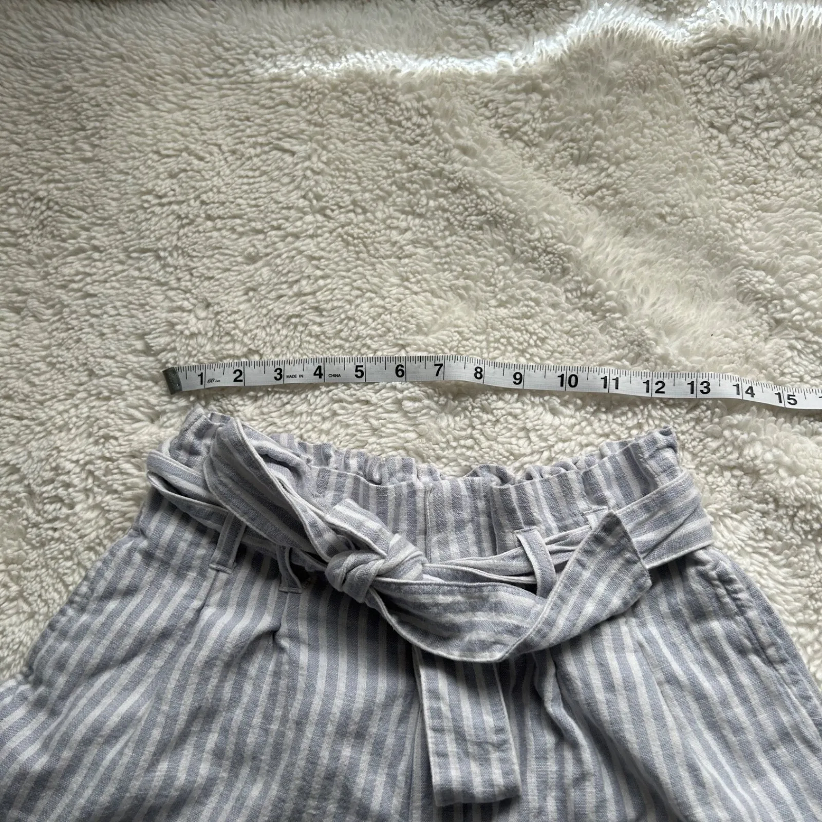 Abercrombie & Fitch Linen / Cotton Paperboy Stripped Shorts‎ White/ Blue Sz M Size M - Image 4