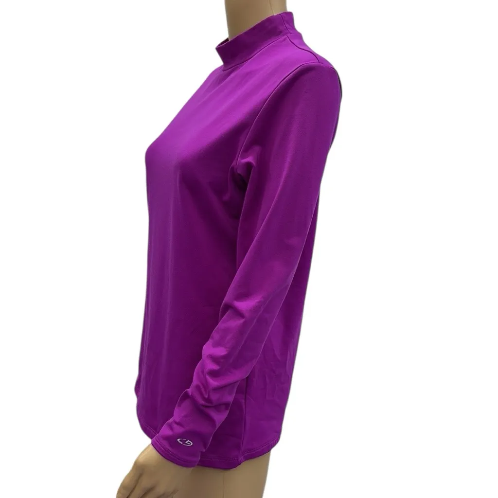 Champion Athletic Fitted Fuchsia Long Sleeve Fleece Lined Mock Neck Shirt XL - Image 3