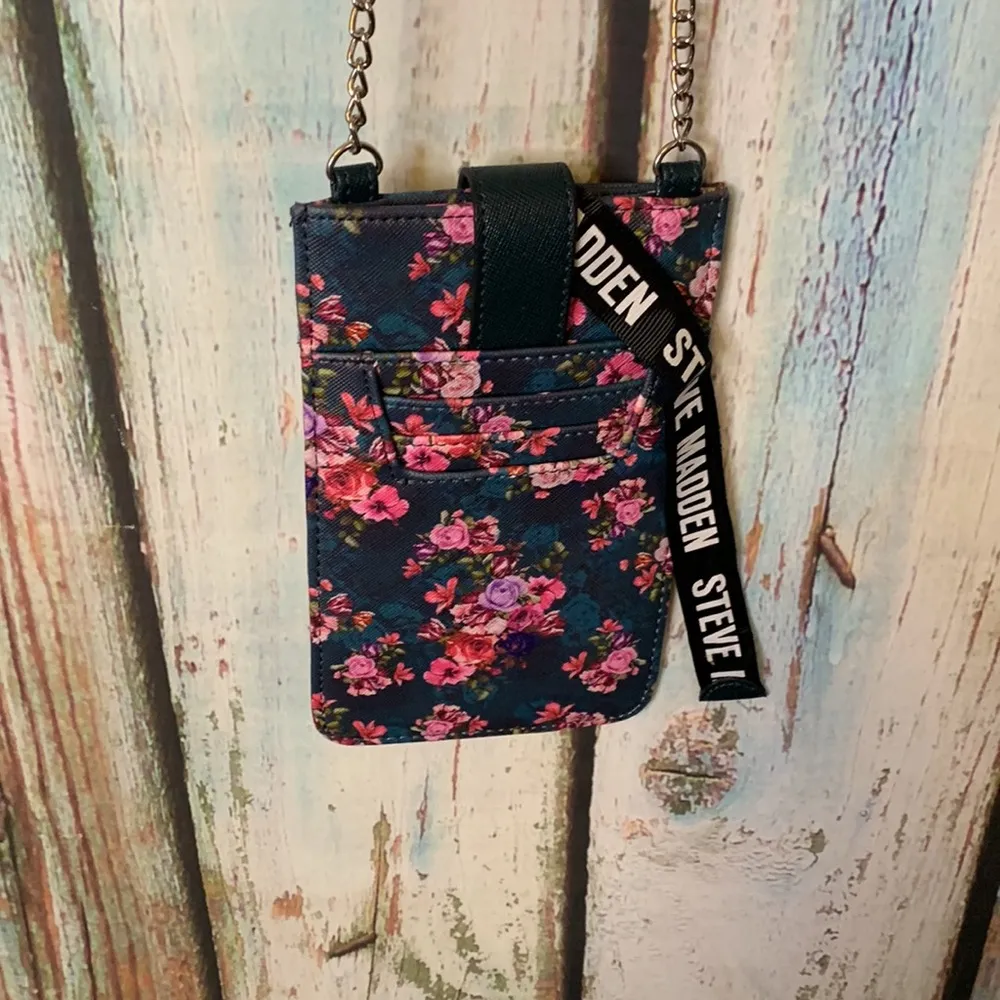 Steve Madden Floral Print Card & Phone Crossbody with Adjustable Strap - Image 3