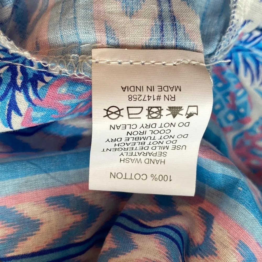 Simply Southern Pineapple Print Ruffle Tiered Top Midi Dress Blue Pink Size M - Image 5