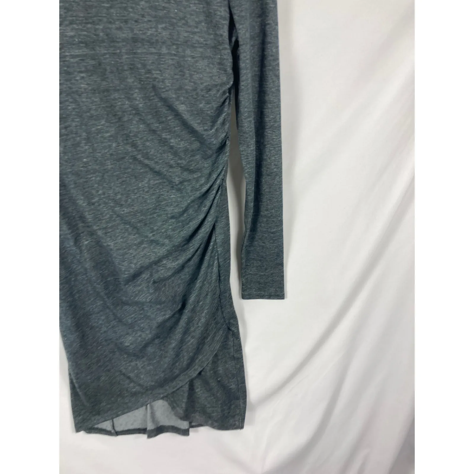 Nordstrom Leith Long Sleeve Side Ruched Gray Dress Bodycon Size Medium - Image 4