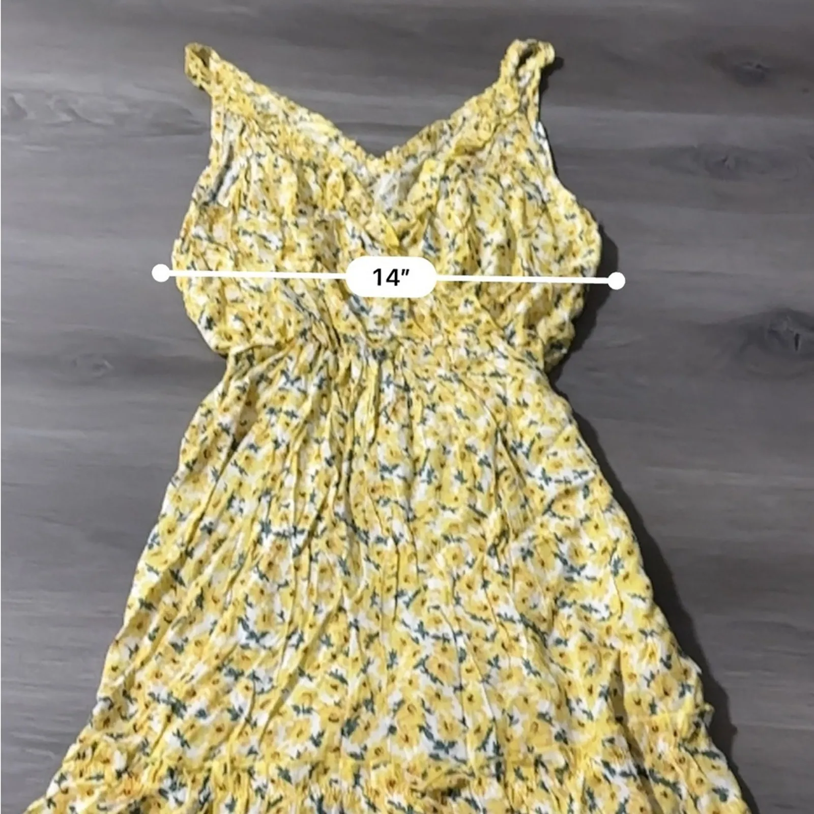 Shein White‎ & Yellow Floral Sunflower Print Sleeveless Dress Size S - Image 7