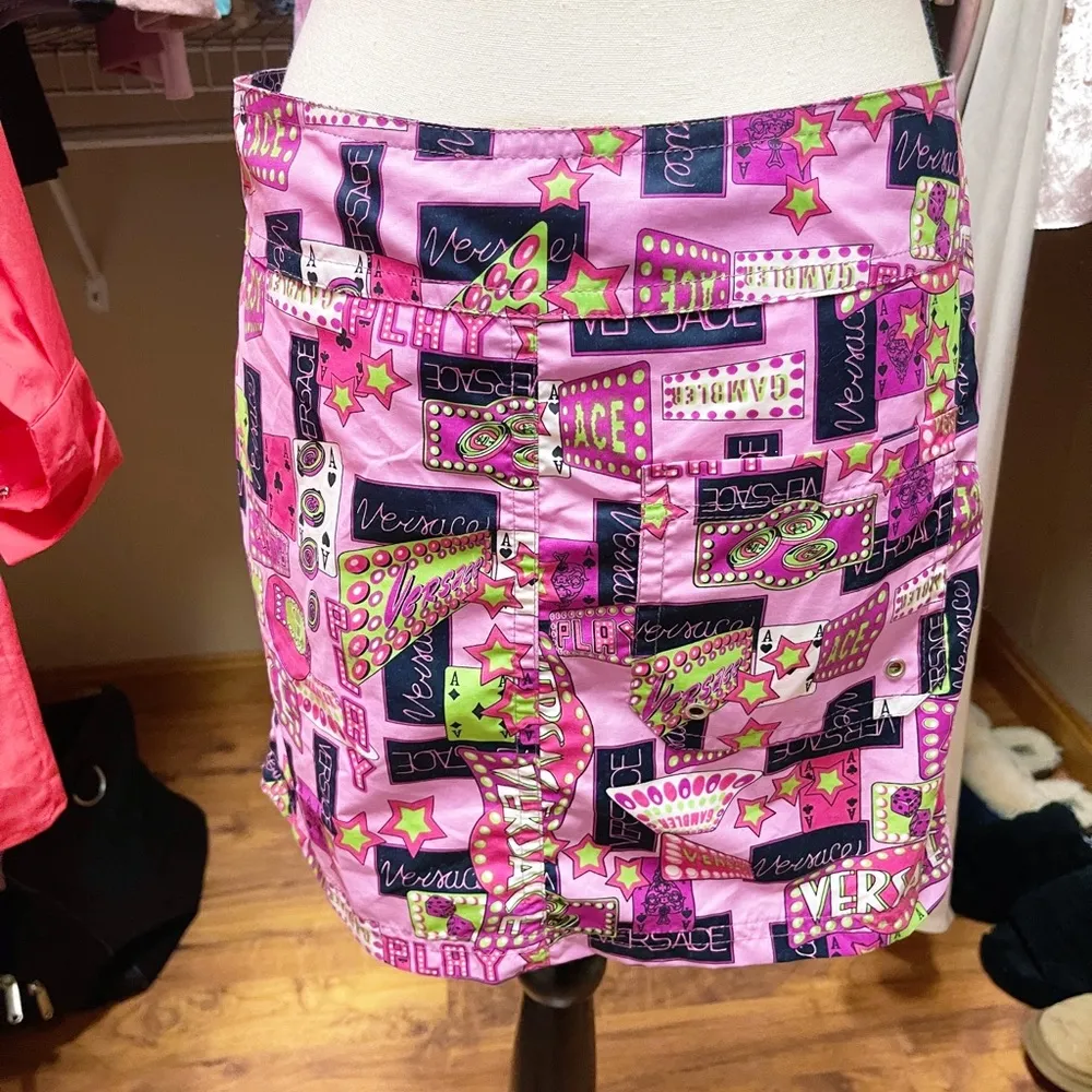 Authentic Versace RARE Vintage Y2K Pink Vegas Star Mini Skirt - Image 8