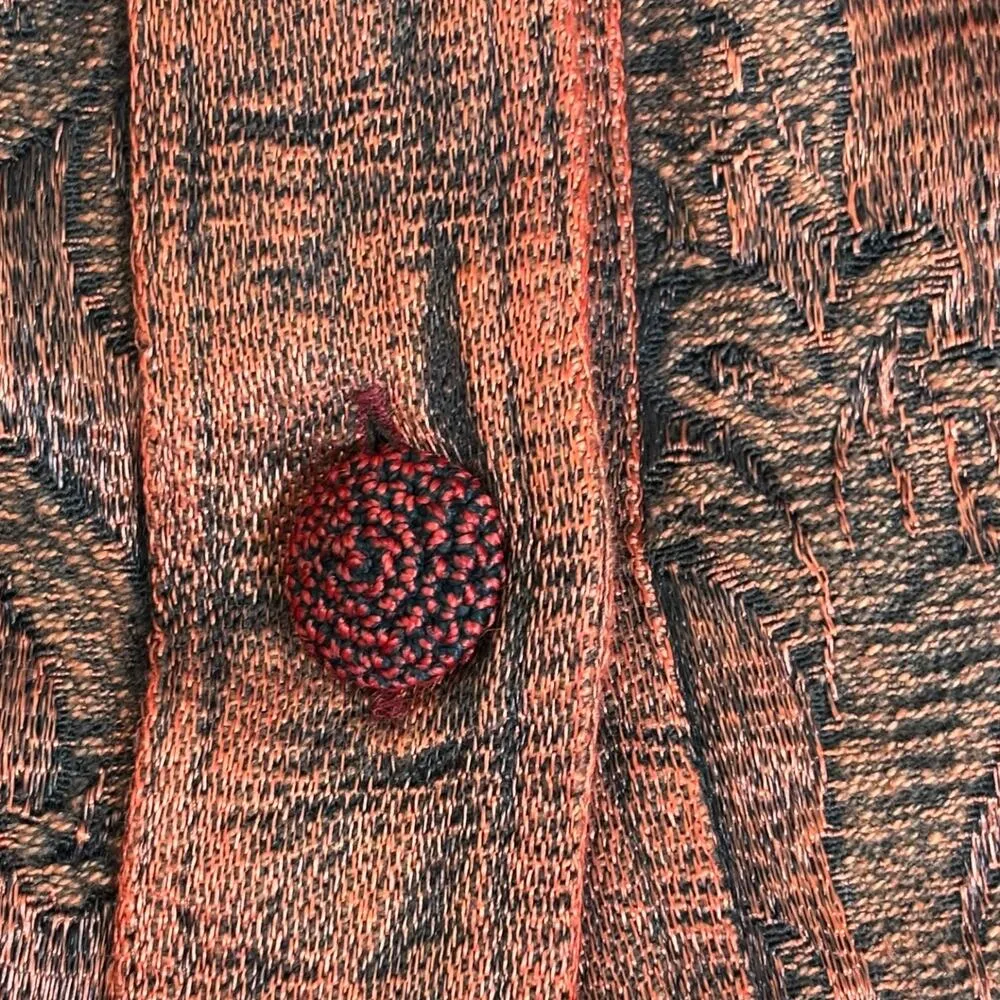 Vintage Flashback Embroidered Copper Jacket 3X Boho Crochet Hem Sequin Details Orange Size 2X - Image 10