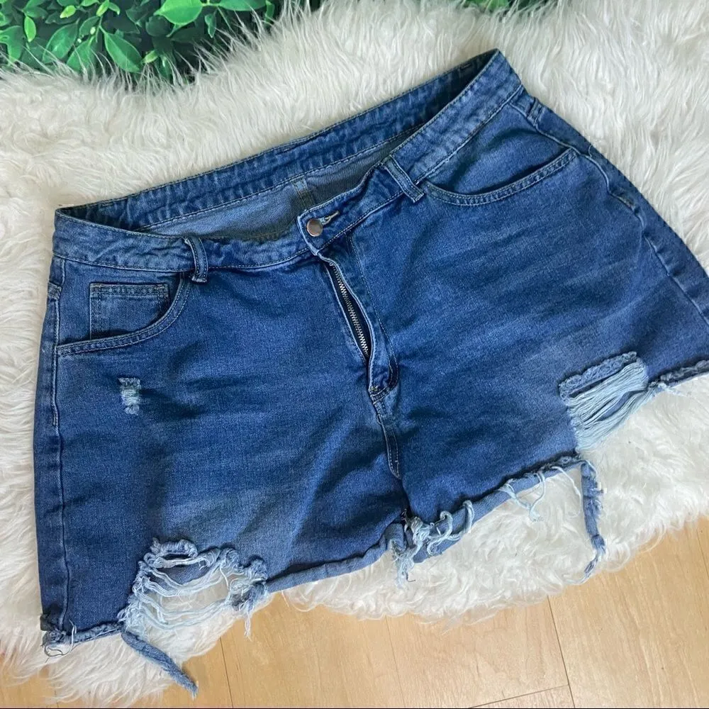Spring & Summer distressed shorts plus size 2XL Blue - Image 7