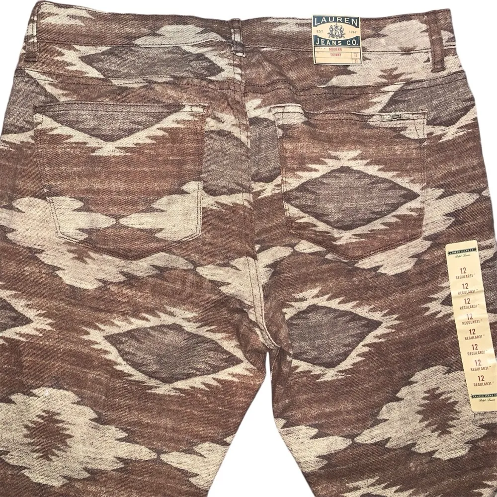 Lauren Ralph Lauren Jeans Brown Southwest Print Aztec Pants Women’s Size 12 NWT - Image 4