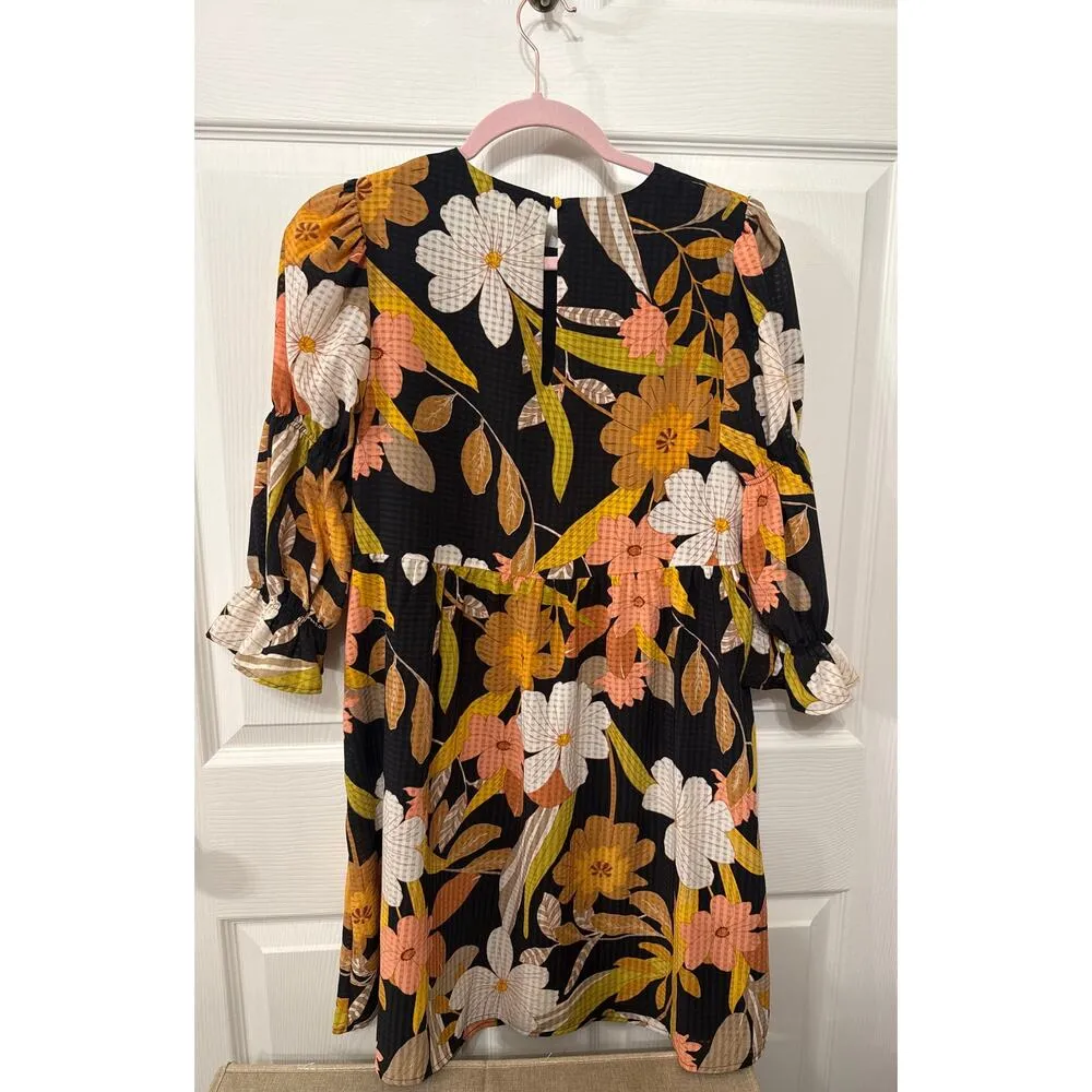Who What Wear Floral Puff 3/4 Sleeve Shift Dress, XS - Image 6