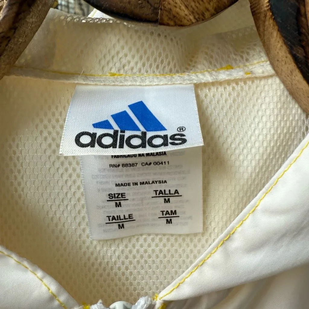 Vintage Adidas 90s Sleeveless Windbreaker Hooded Vest Yellow White M - Image 9
