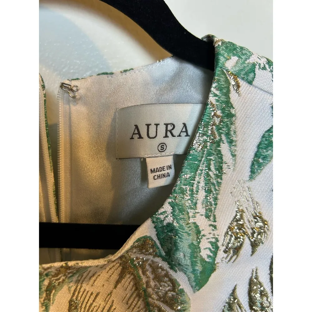 Aura Size Small Dress A Line Ruffle Skirt Metallic Detail Sleeveless Party Dress - Image 4