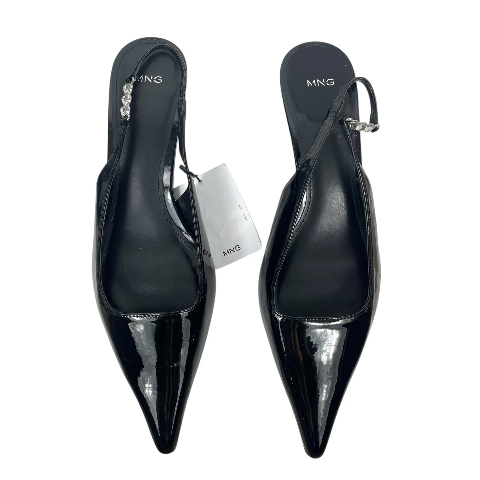 Mango MNG Rhinestone Slingback Kitten Heel Pump Black Size 40/ US 9 - Image 3