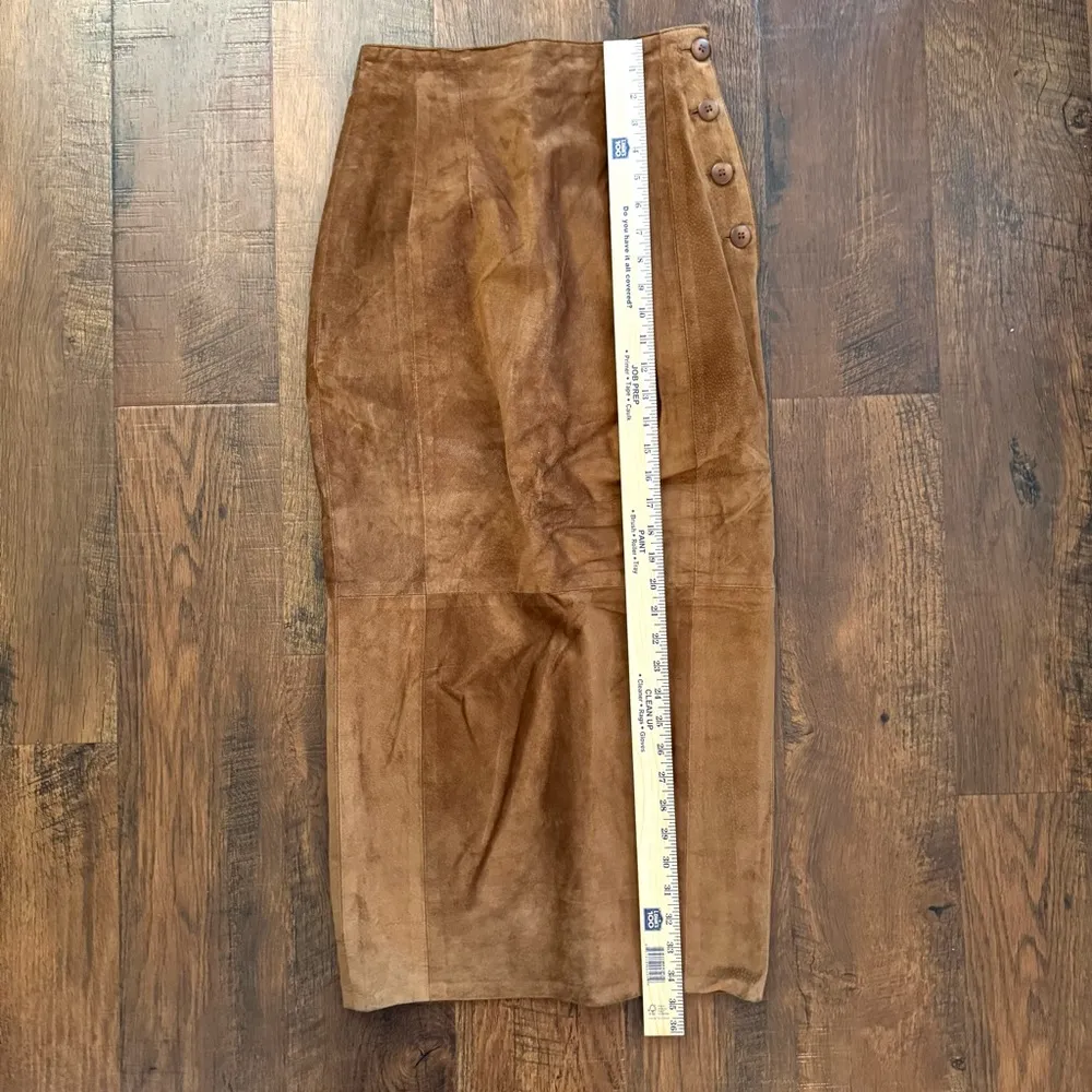 LANNA brown/caramel vintage suede maxi pencil skirt, size 4 Brown - Image 7