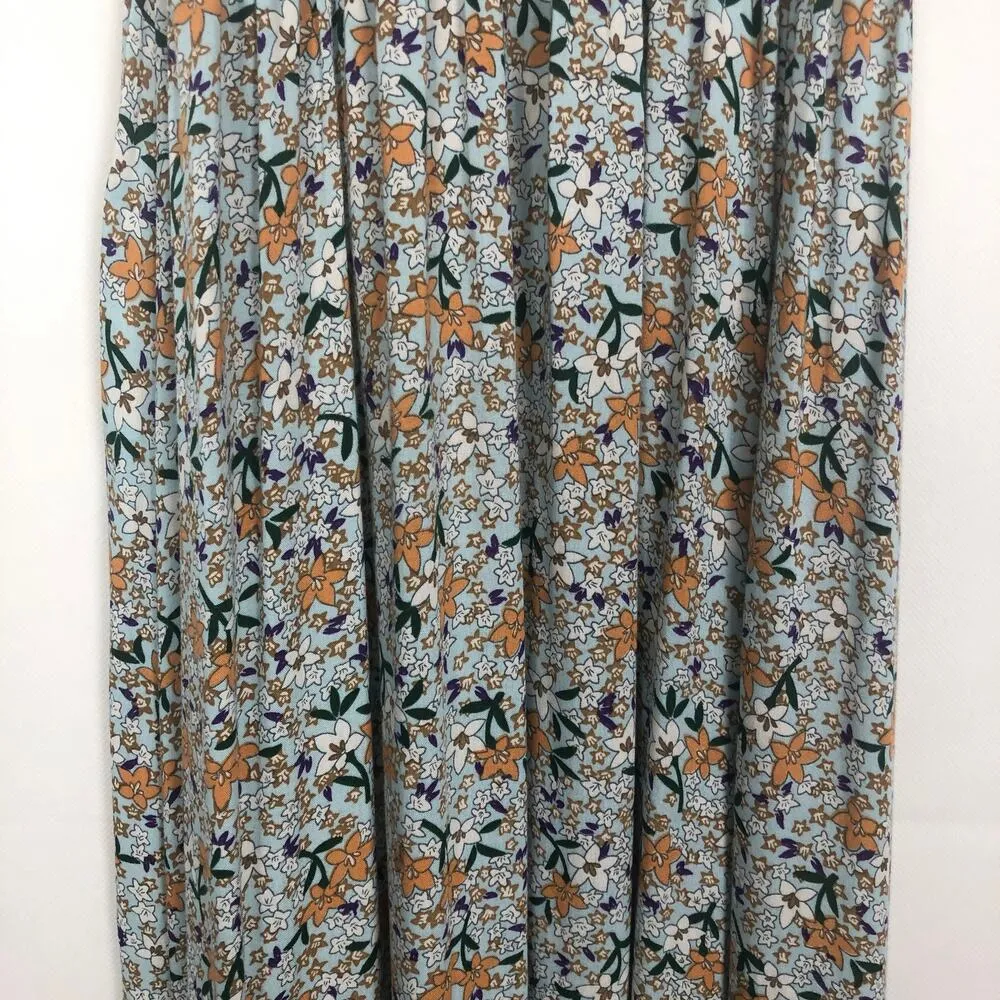 Zahara Babydoll Maxi Dress Womens XS Floral Smocked Fairy Beachy Vacation Summer Blue - Image 9