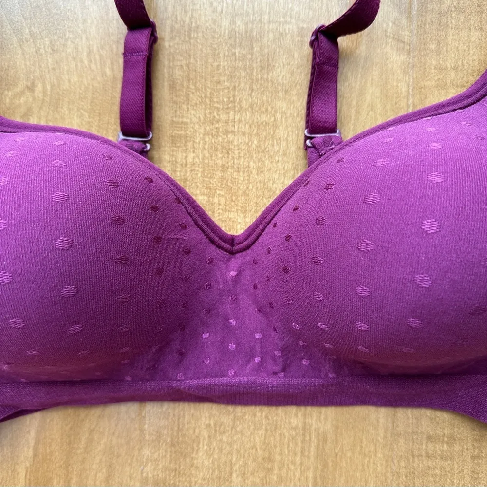 Beauty By Bali Women's Foam Wirefree Bra Size 38B - Plum Purple Polka Dot - Image 4