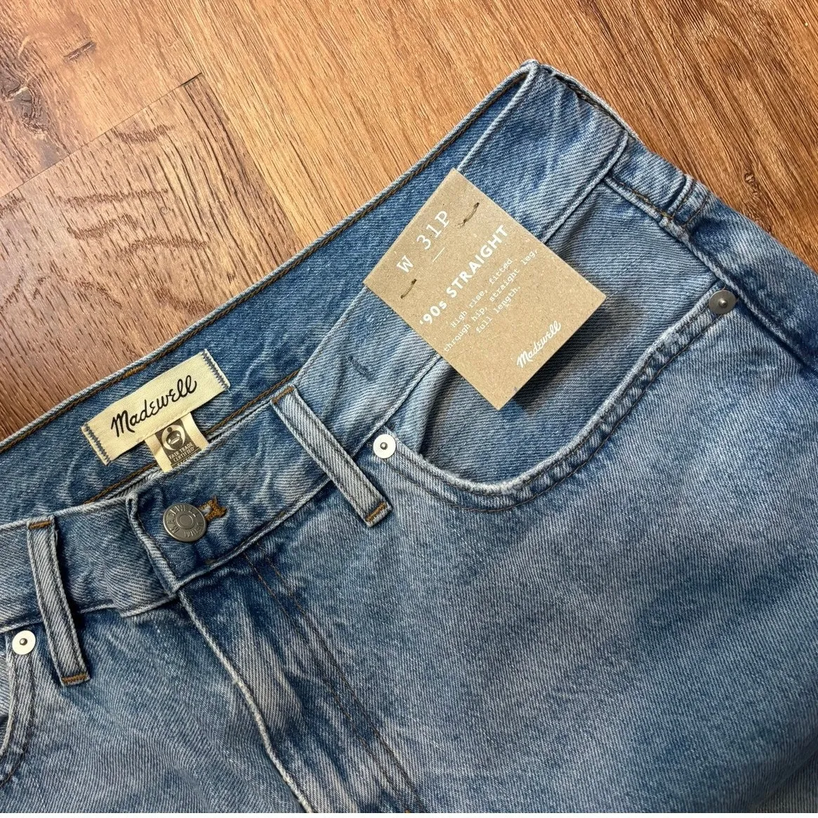 NWT Madewell The Petite '90s Straight Jean Revoir Wash Size 31P - Image 6