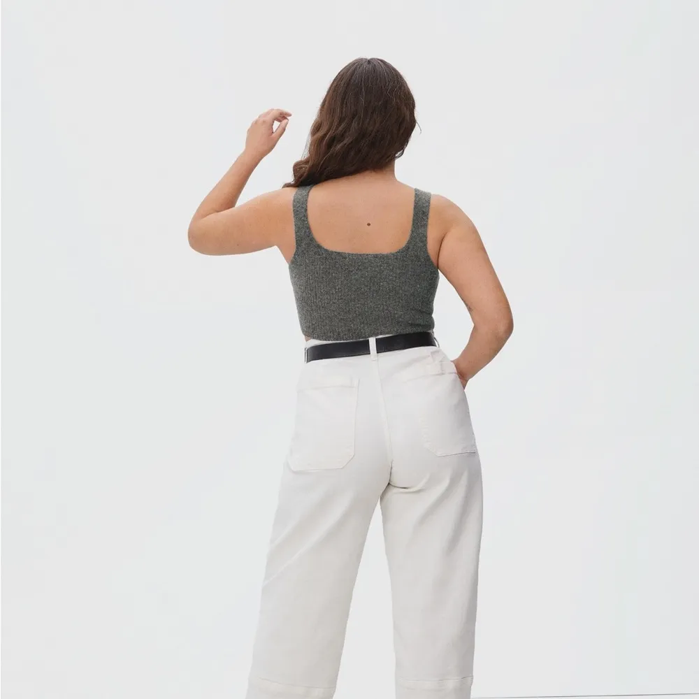 Everlane Cozy Stretch Crop Tank Top Ribbed Wool/Yak/Nylon Dark Grey S NWT - Image 4