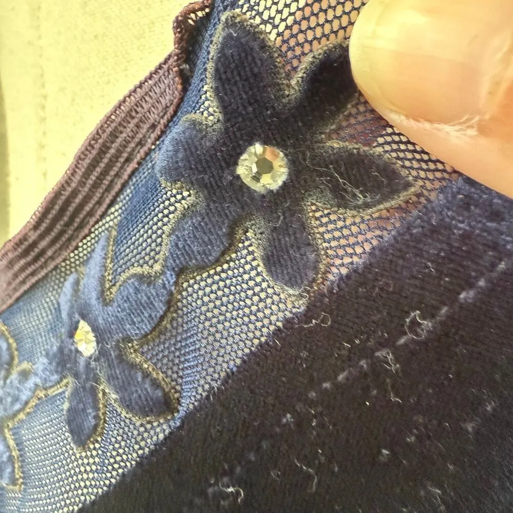 Vintage 90s Jump Stretchy Sapphire Blue Velvet Column Dress XS S - Image 6