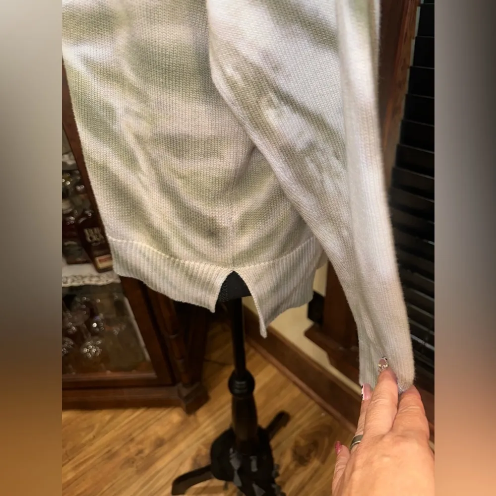 Design History Tie Dye Thermal Long Sleeve Sweater Green XL - Image 5