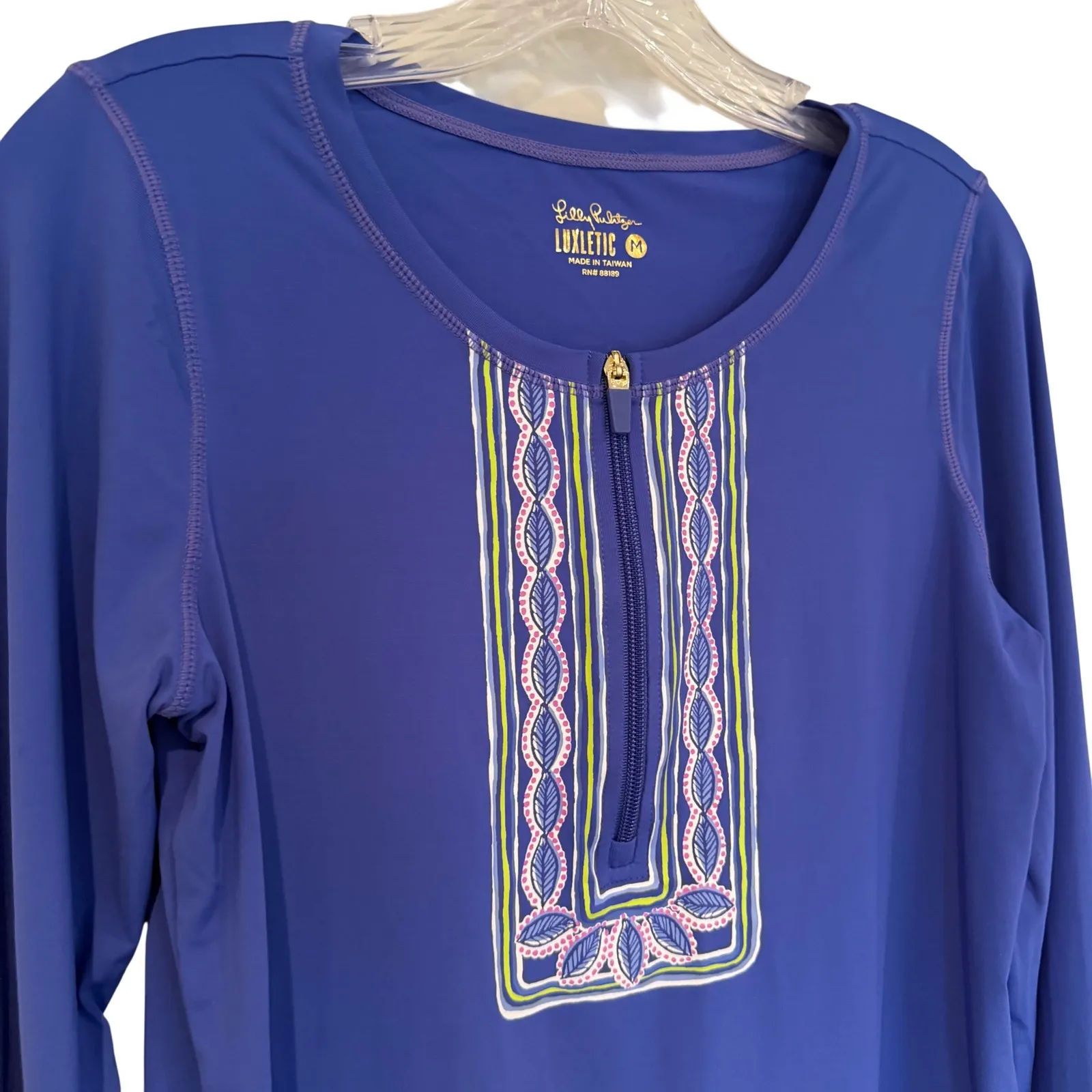 Lilly Pulitzer Luxletic Renay Sunguard UPF 50+ Quarter Zip Women's M Iris Blue - Image 3
