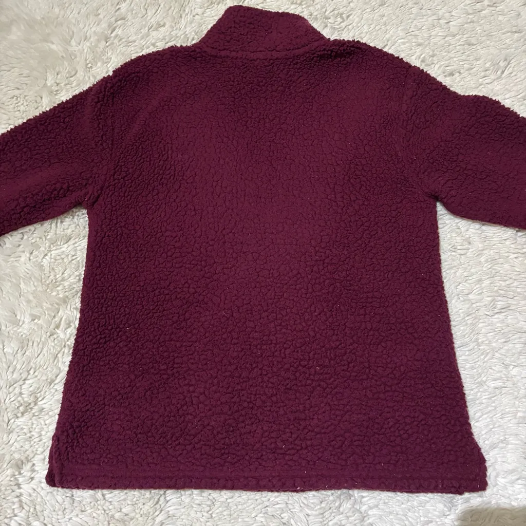Victoria’s Secret PINK Women’s Sherpa Sweater 1/4 Zip Plush Burgundy size XS - Image 7