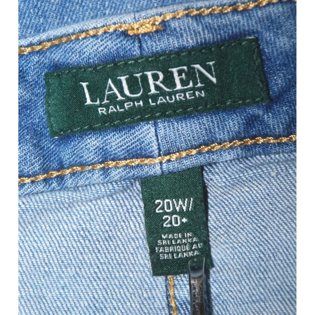 Lauren Ralph Lauren Jeans Size 20W Regal Straight Crop Stretch Denim Raw Hem - Image 9