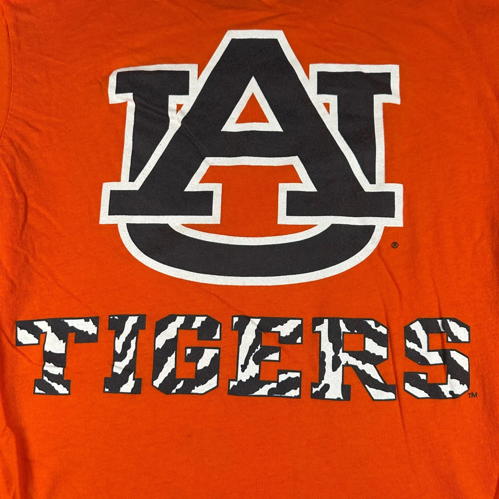 Auburn Tigers Graphic T-Shirt Womens XL Soffe Orange Zebra Print Top Short Sleev - Image 11