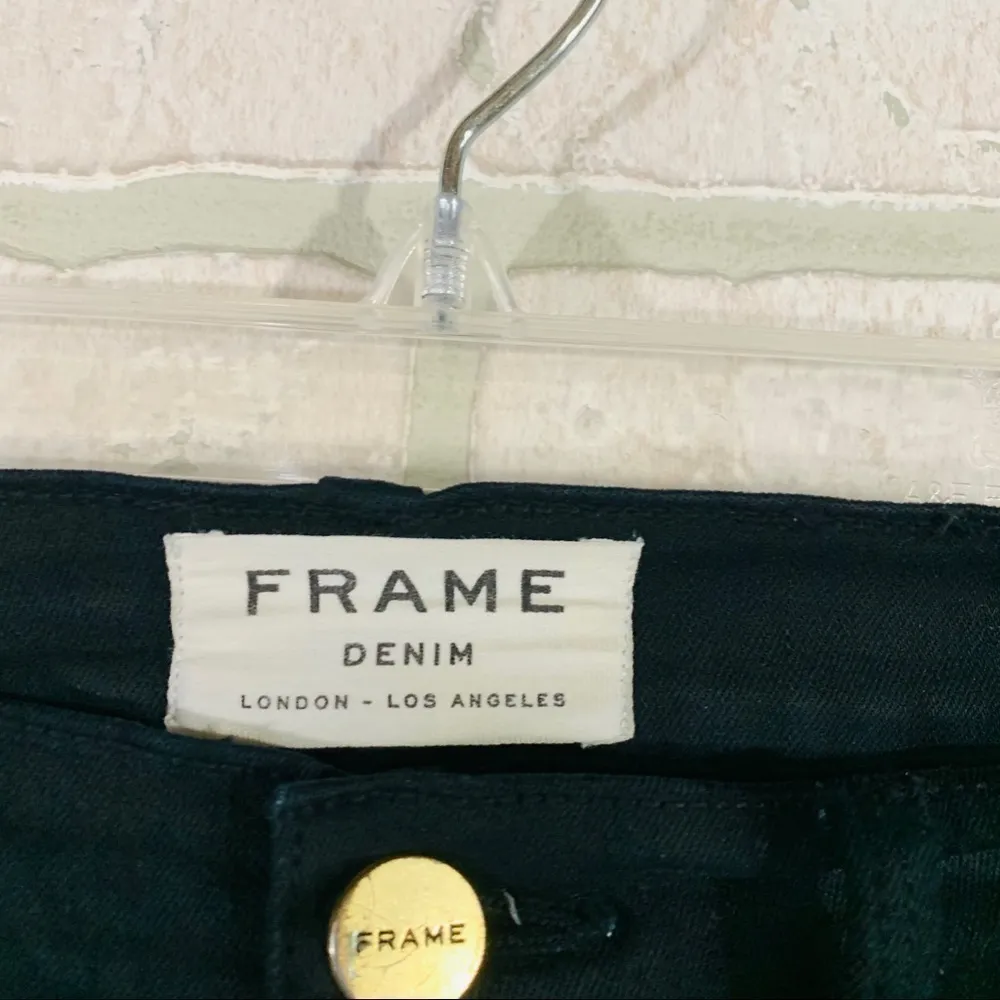 Frame Le Skinny de Jeanne Ripped Distressed Jeans in Film Noir Wash Size 24 - Image 8