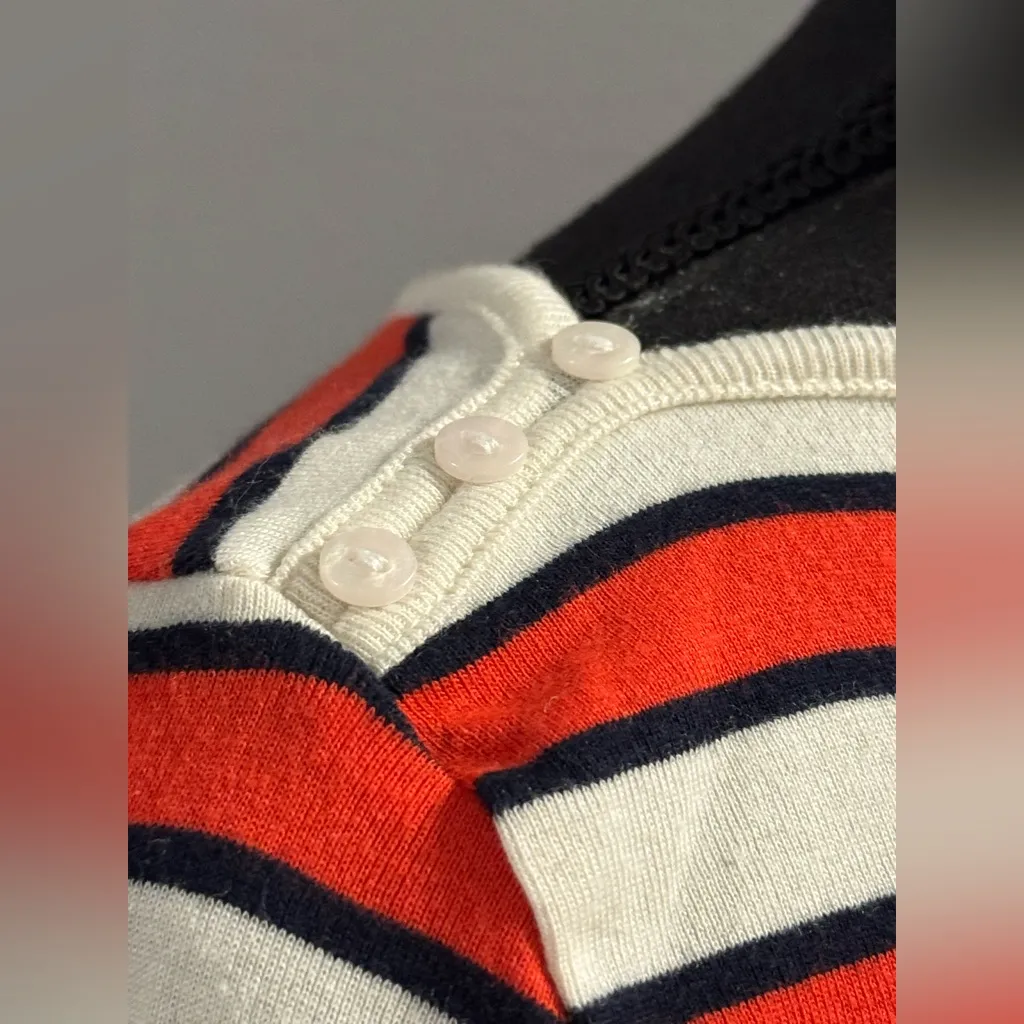 1901 striped boatneck red orange, blue, and white 3/4 sleeve XS - Image 5