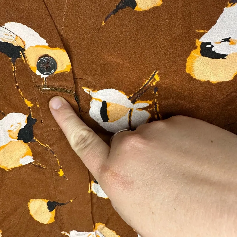 Equipment Tortoise Shell Brown Flower Print Lorainna Silk Mini Dress size Medium - Image 10