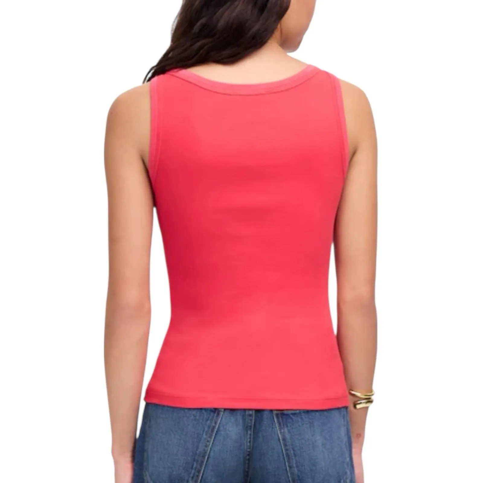 NWT Madewell Regenerative Cotton Essential High Neck Tank Top Red Womens Large - Image 3