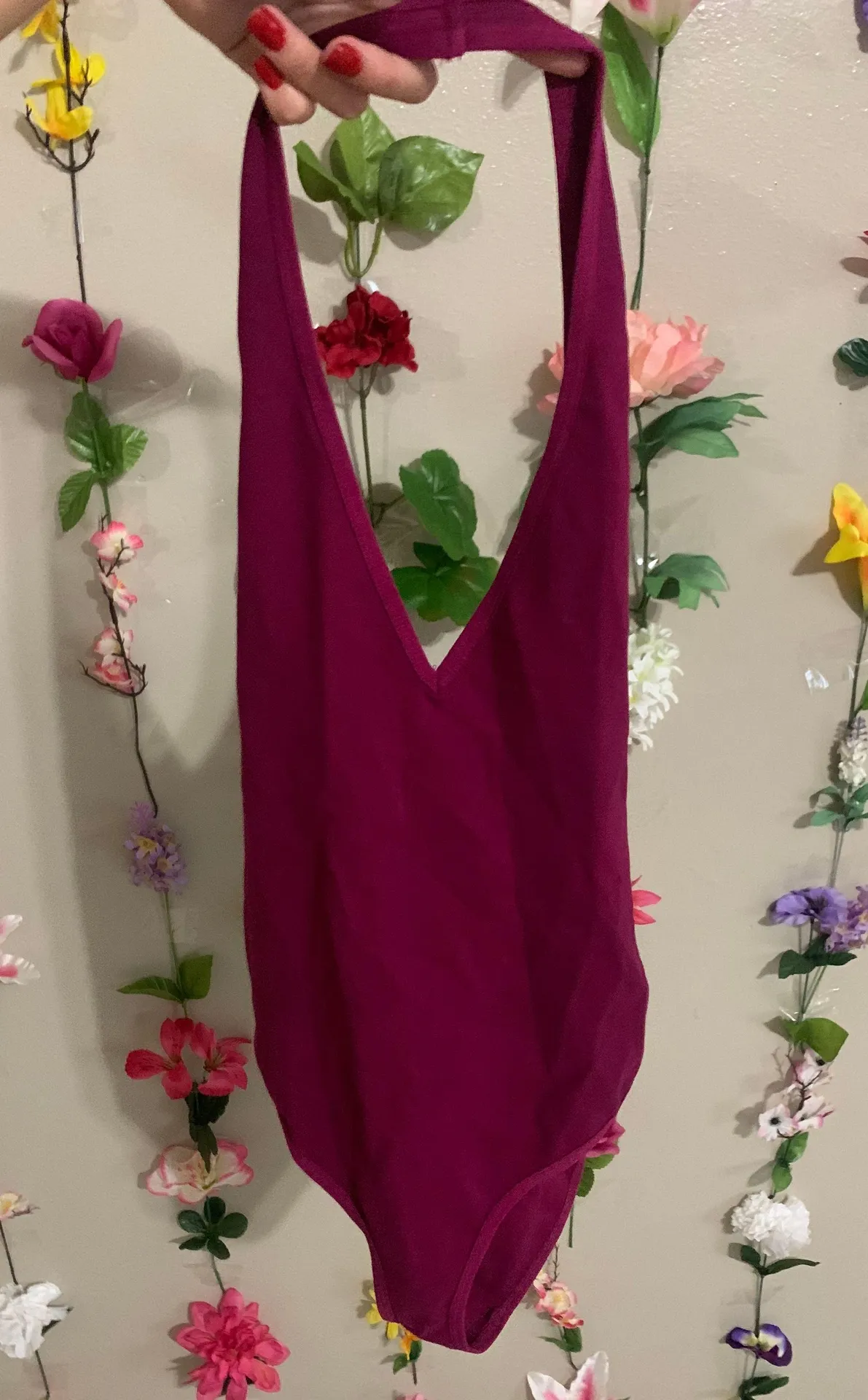 Tiger Mist Plum/Purple Plunge Backless Bodysuit - Image 4