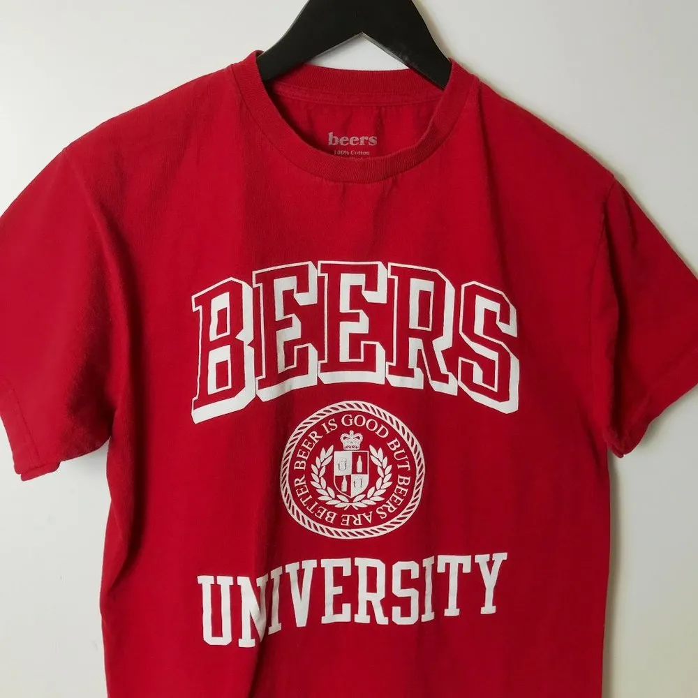 Beers University T Shirt Classic Statement Graphic Tee Short Sleeve Medium - Image 8