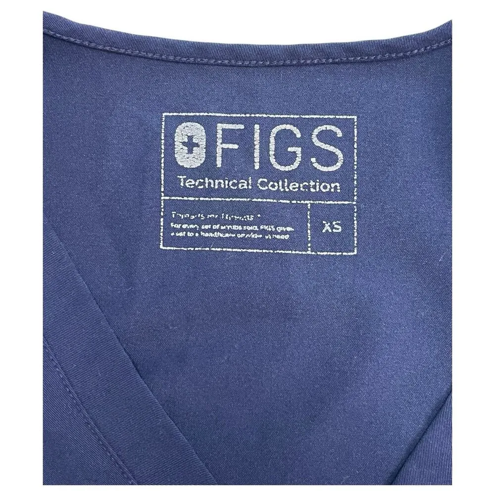 Figs Scrub Top Womens Extra Small Blue Casma V Neck Technical Collection FW1100 - Image 4