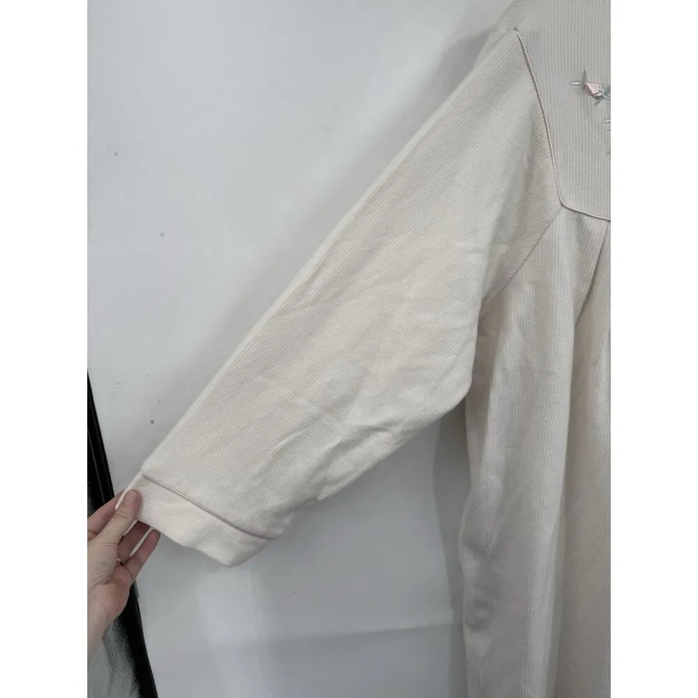 VTG Miss Elaine Floral Night‎ Zip Front Midi Sleep Pajama Mumu Granny Coastal Size L - Image 8