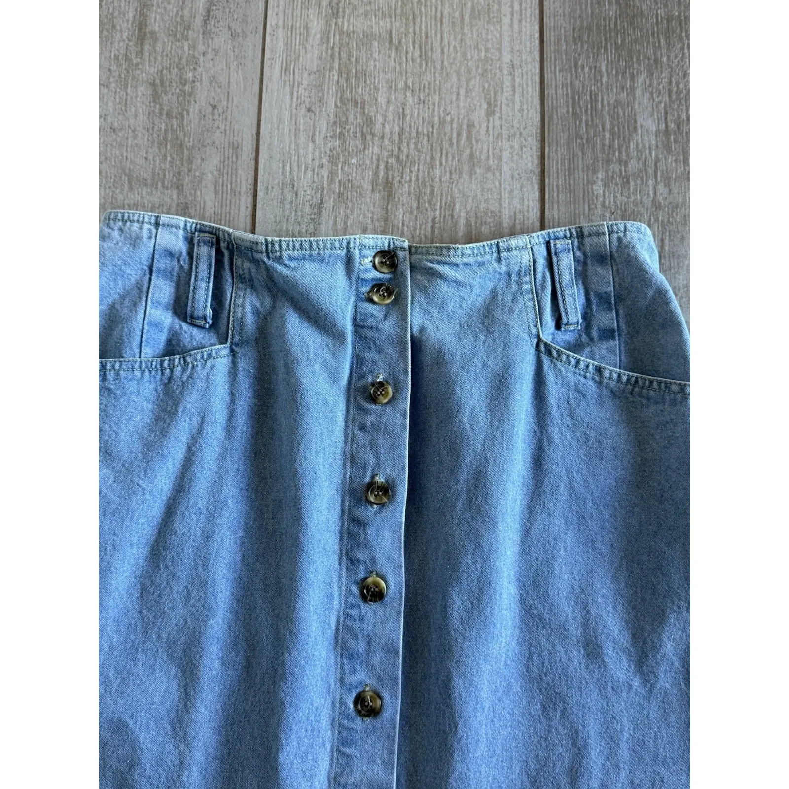 Vtg Gloria Vanderbilt Signature Label Denim Button Front Maxi Skirt Size-16‎ - Image 2