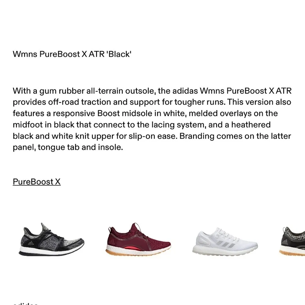 ADIDAS Pure Boost X ATR Running Shoes 7 black white - Image 7