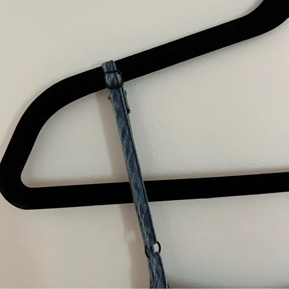 Shop the Trends Spaghetti Strap Denim Chambray Jumpsuit With Ribbed Waistband Blue Size M - Image 6