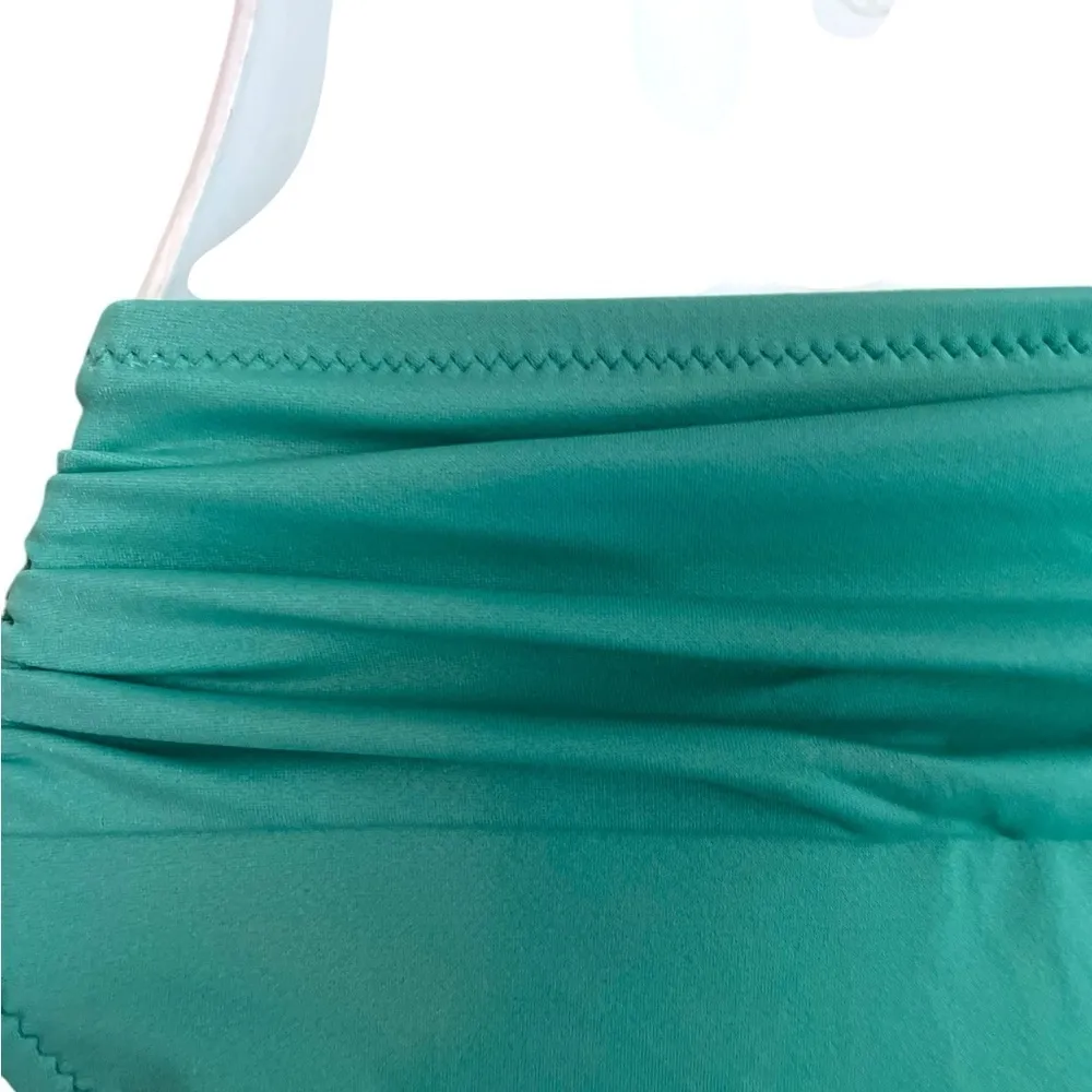 J Crew Green Banded Pleated Swim Bikini Bottom Y2K Small NWOT - Image 4