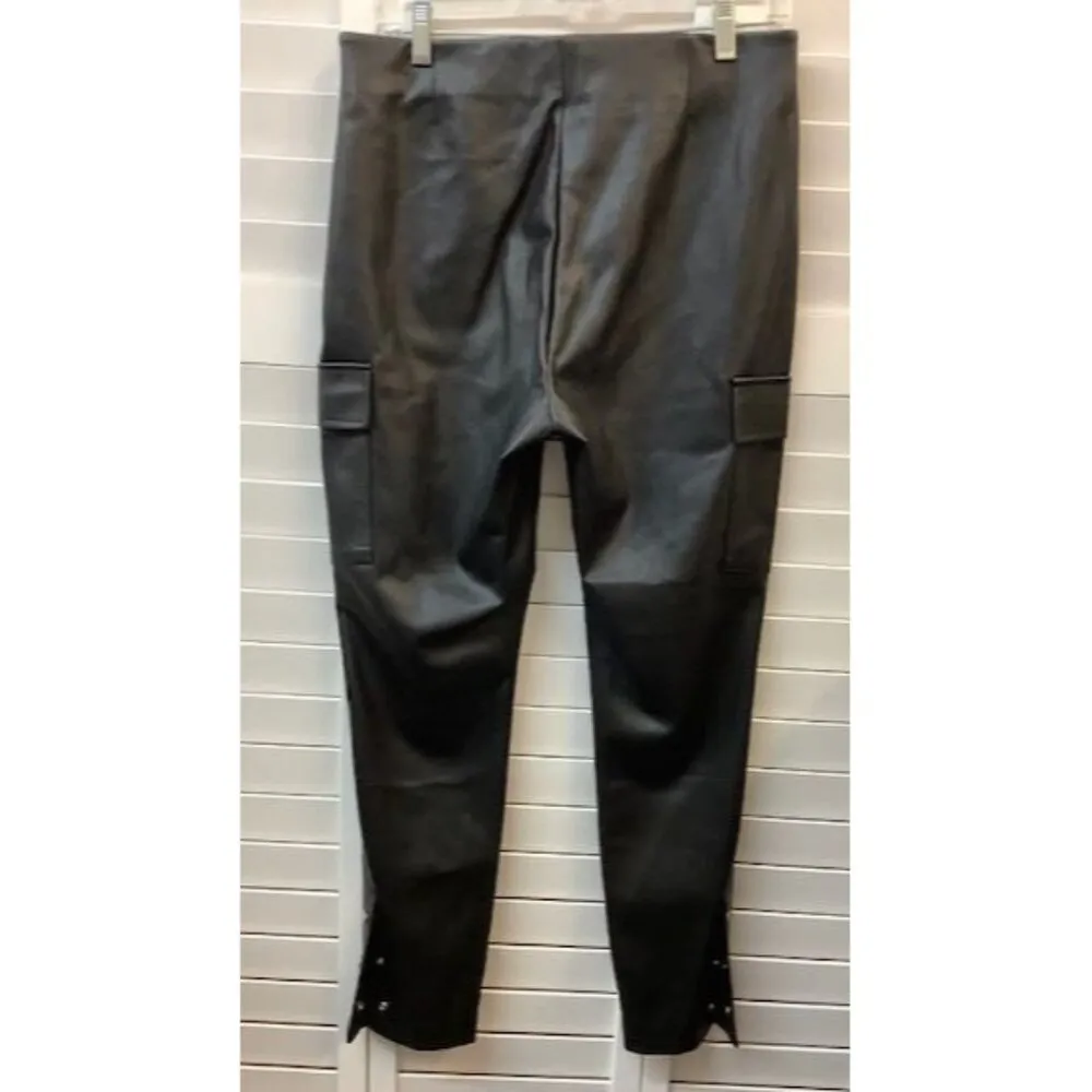 Zara Black Faux Leather High-Waisted Slim Fit Pants With Silver Button Detailing - Image 2
