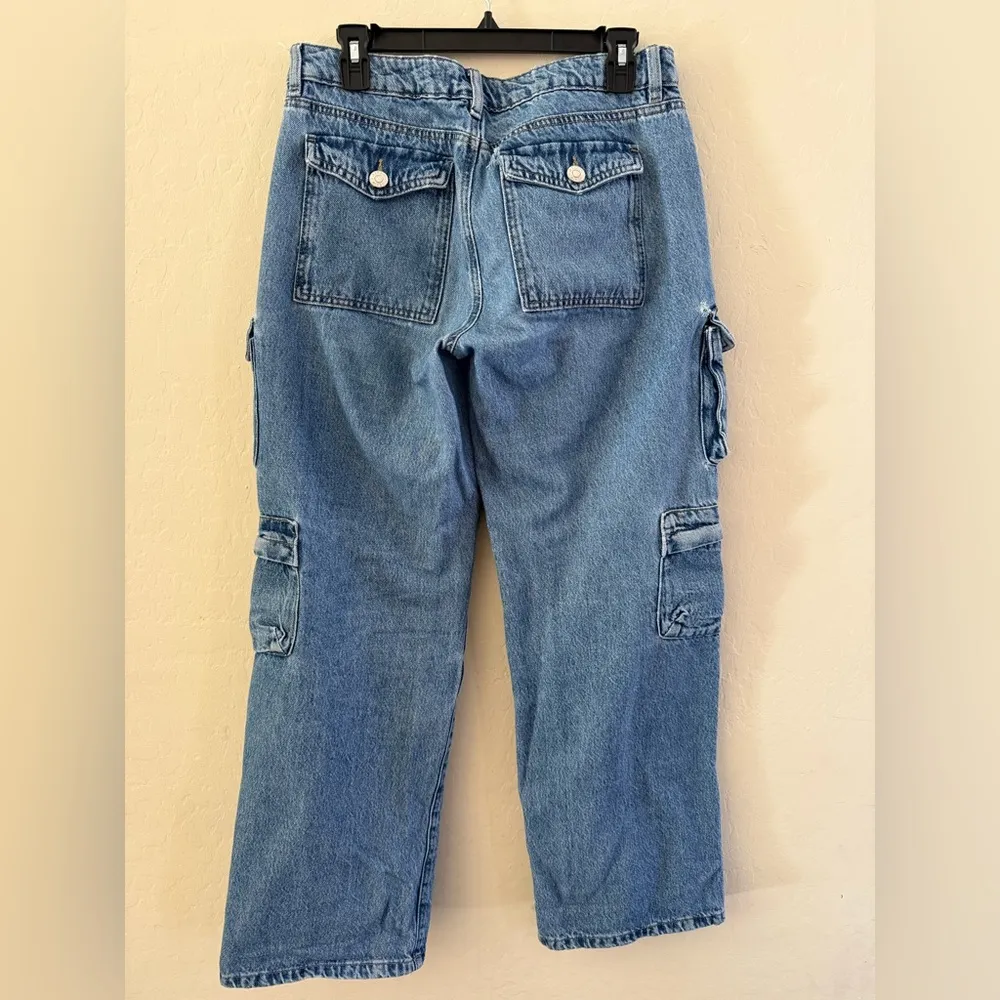 Women's Blue Cargo Jeans - Image 4