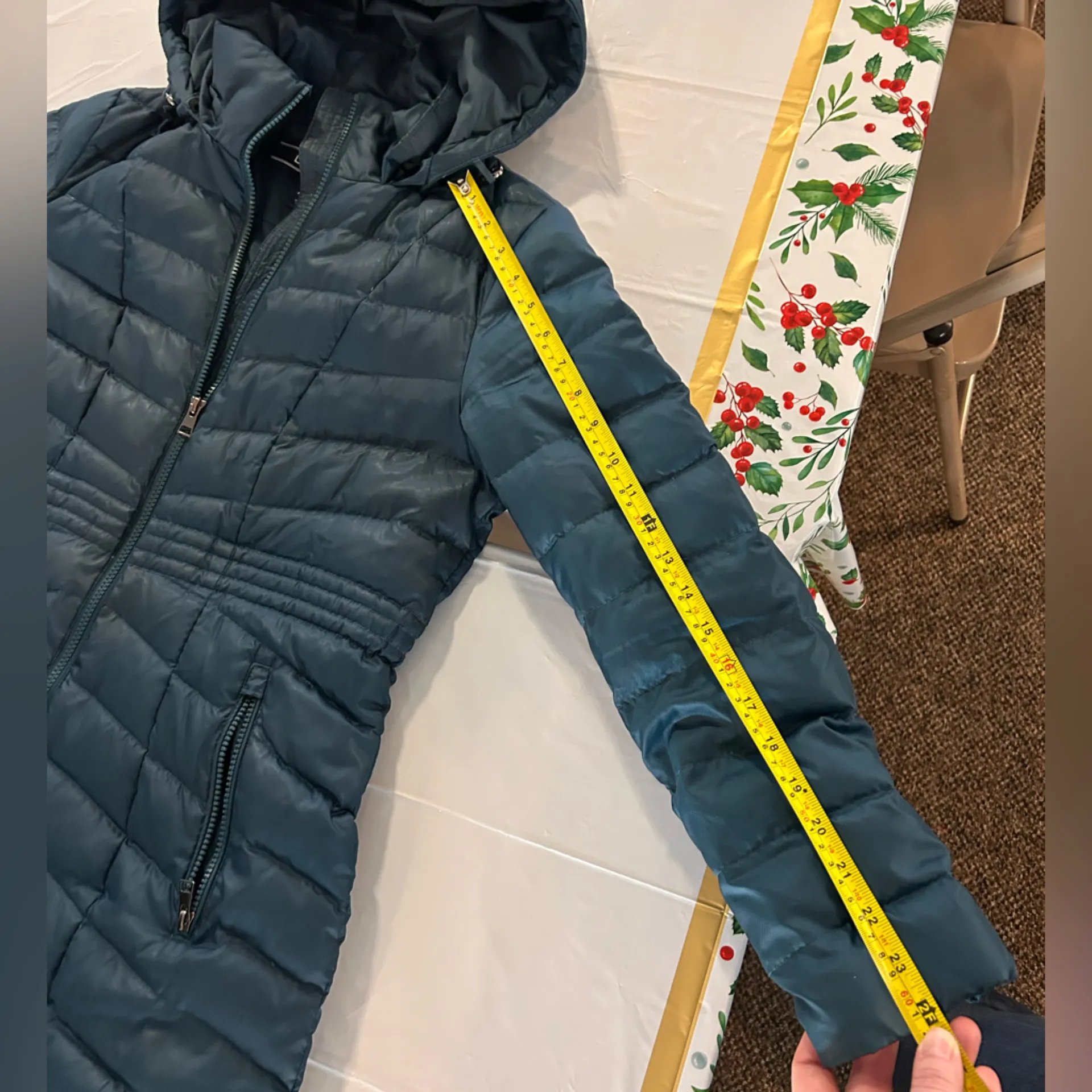 Lands' End Jeweled Teal Nylon  Goose Down Filled Coat Women size XS/P - Image 10