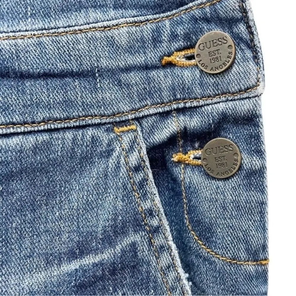Vintage Guess Jeans Distressed Denim Overalls Medium Wash Straight Leg Size 26 2 - Image 9