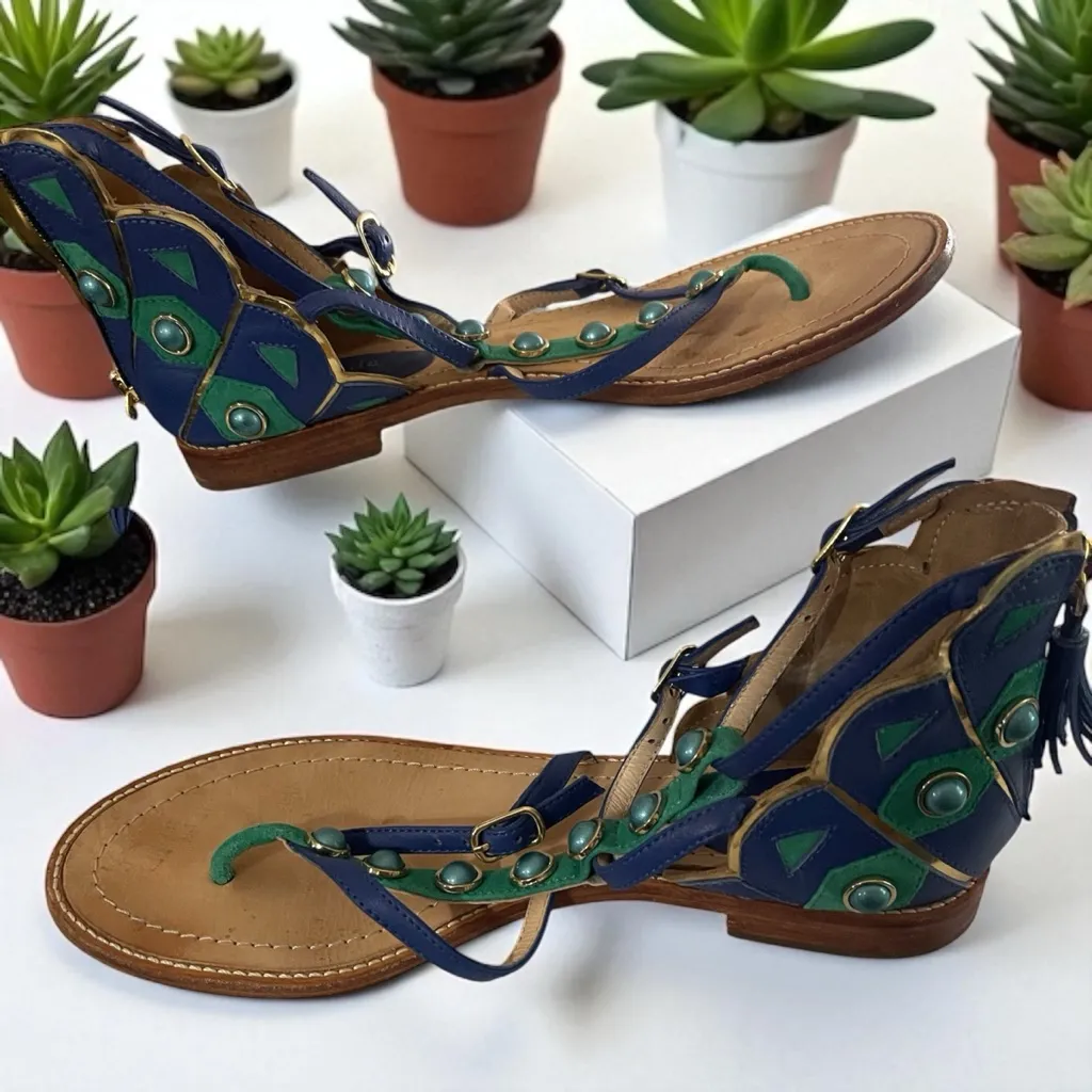 Kate Spade Blue and Tan Heeled Sandals - Image 2